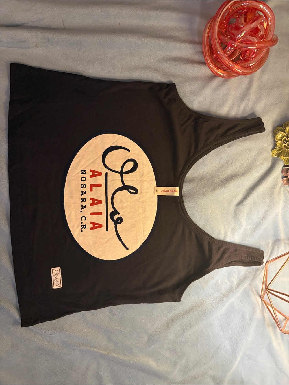 Olaia Black Graphic Tank Top with Cream Logo